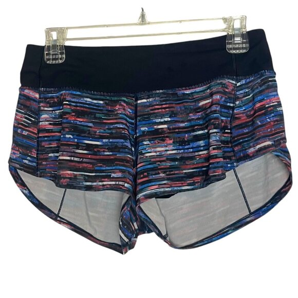 Lululemon Women's 4 Speed Up Rainbow Striped Color Running Track Shorts Colorful - Picture 1 of 5